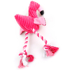 Brinquedo mordedor rosa para mascar pelúcia flamingo cachorro corda para mastigar