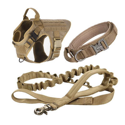 Conjunto de coleira e trela para cães de design personalizado para serviço pesado luxuoso fantasia moda militar