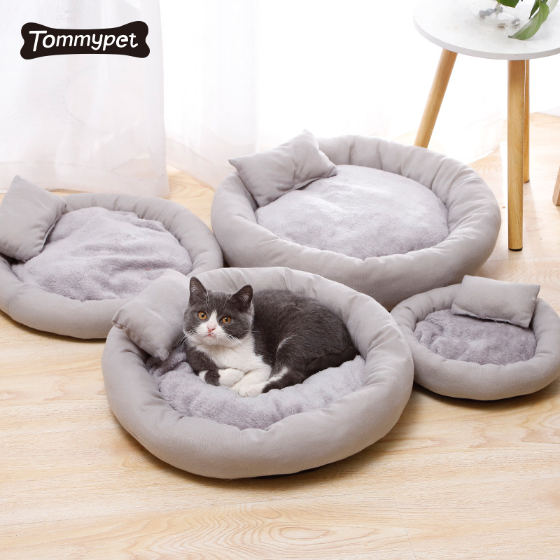 dropshipping Amazon Best Seller Confortável Macio Quente Cama para Gato Cão de Estimação com Travesseiro