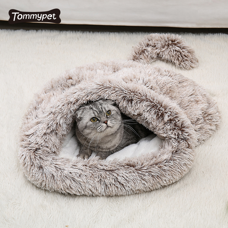 Saco de dormir multicolorido opcional de algodão confortável desenho animado, saco de dormir em forma de gato de estimação